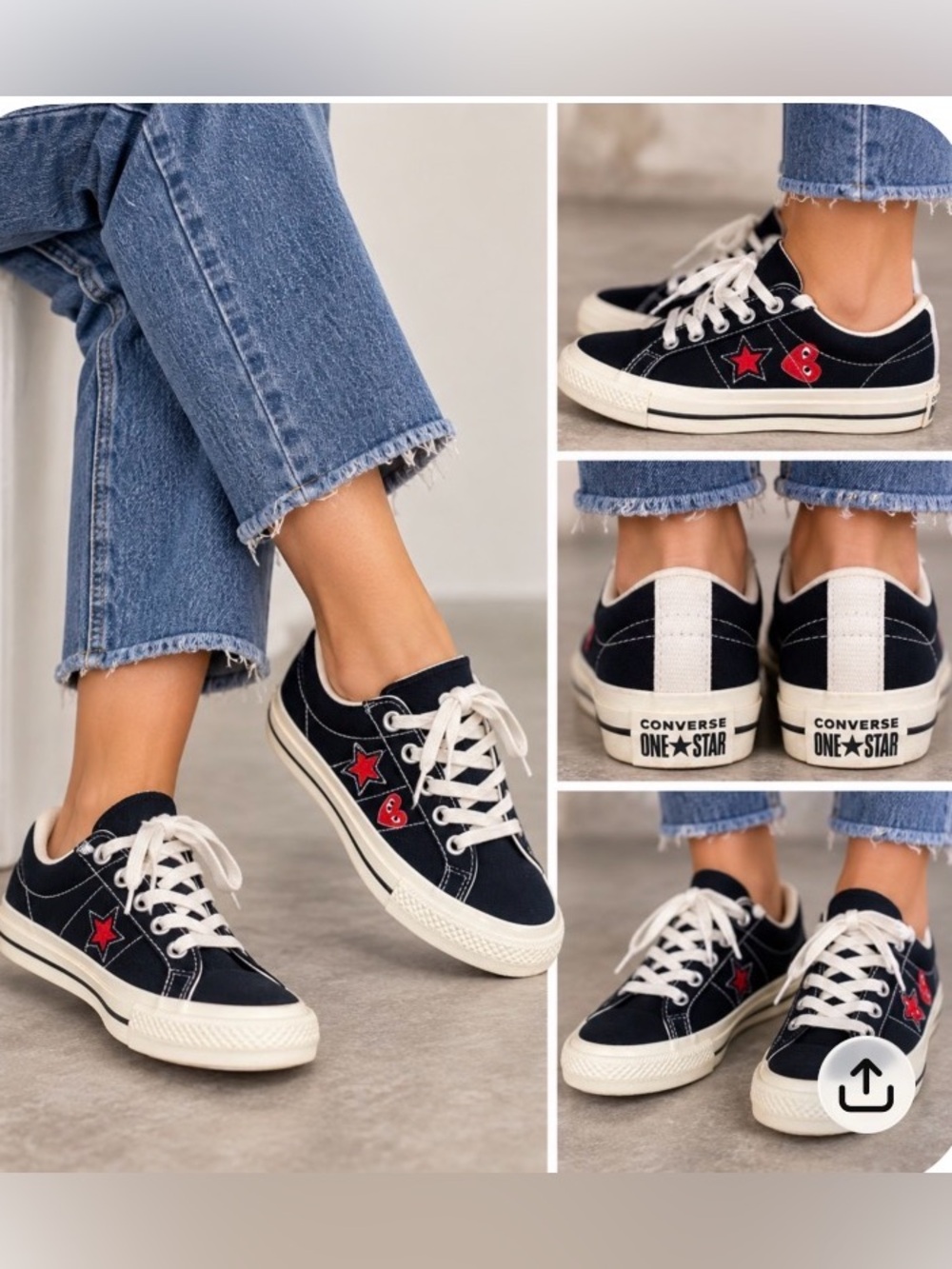 Converse x Comme des Garçons PLAY One Star Low Top Sneakers Black 4.5